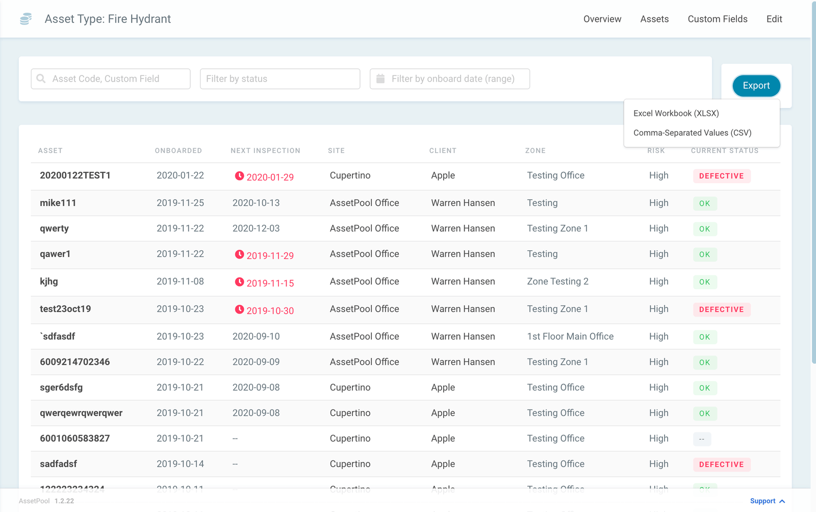 Assetpool Asset Export