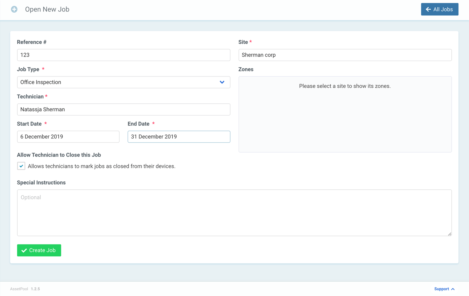 Assetpool Create Single Job