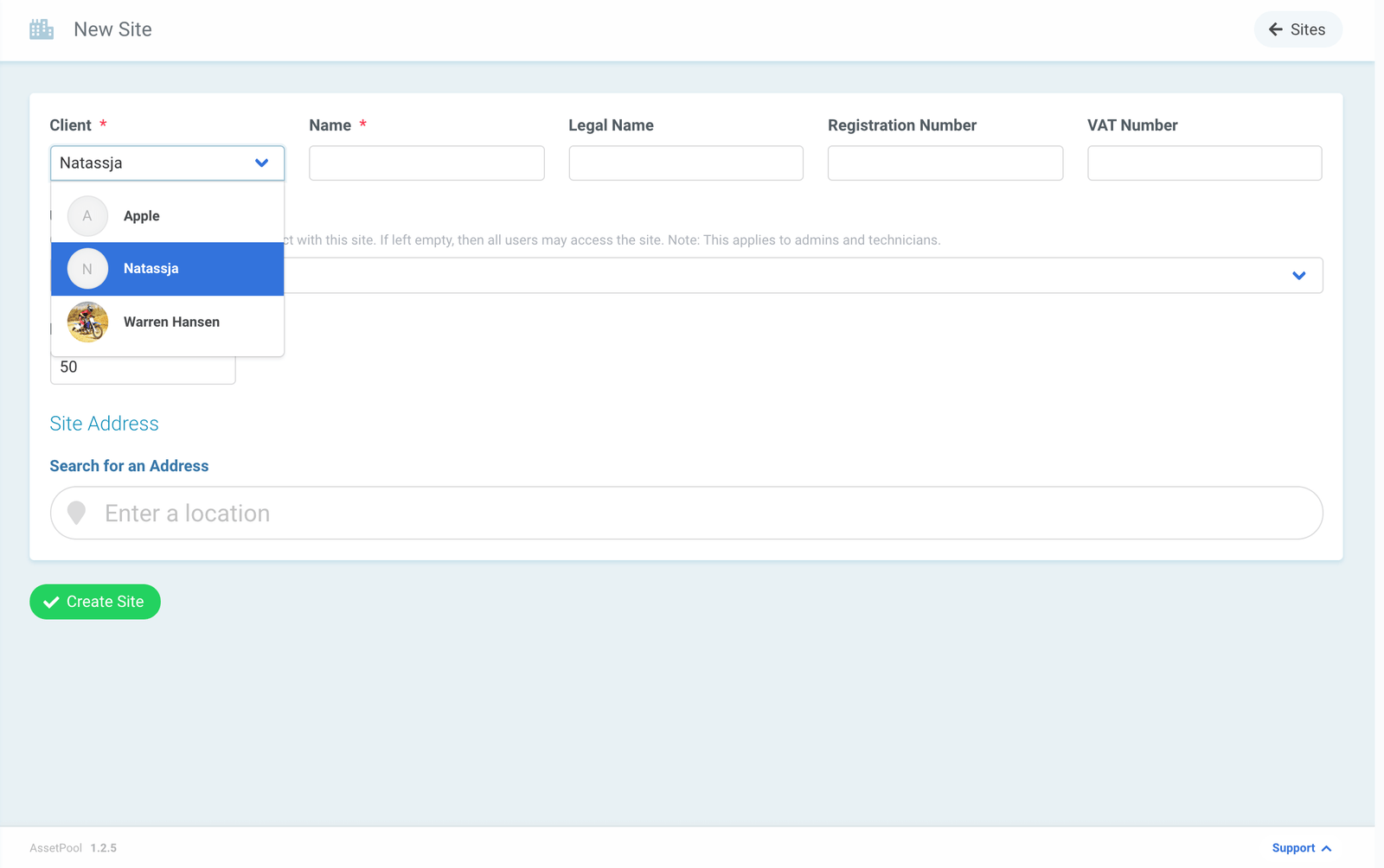 Assetpool Site Clients