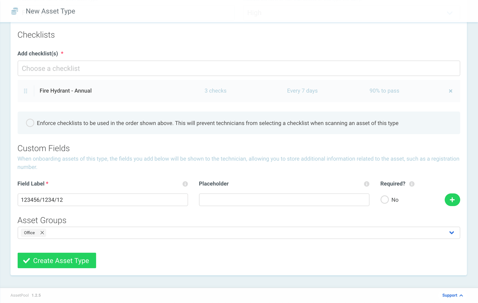 Assetpool Create Asset Type