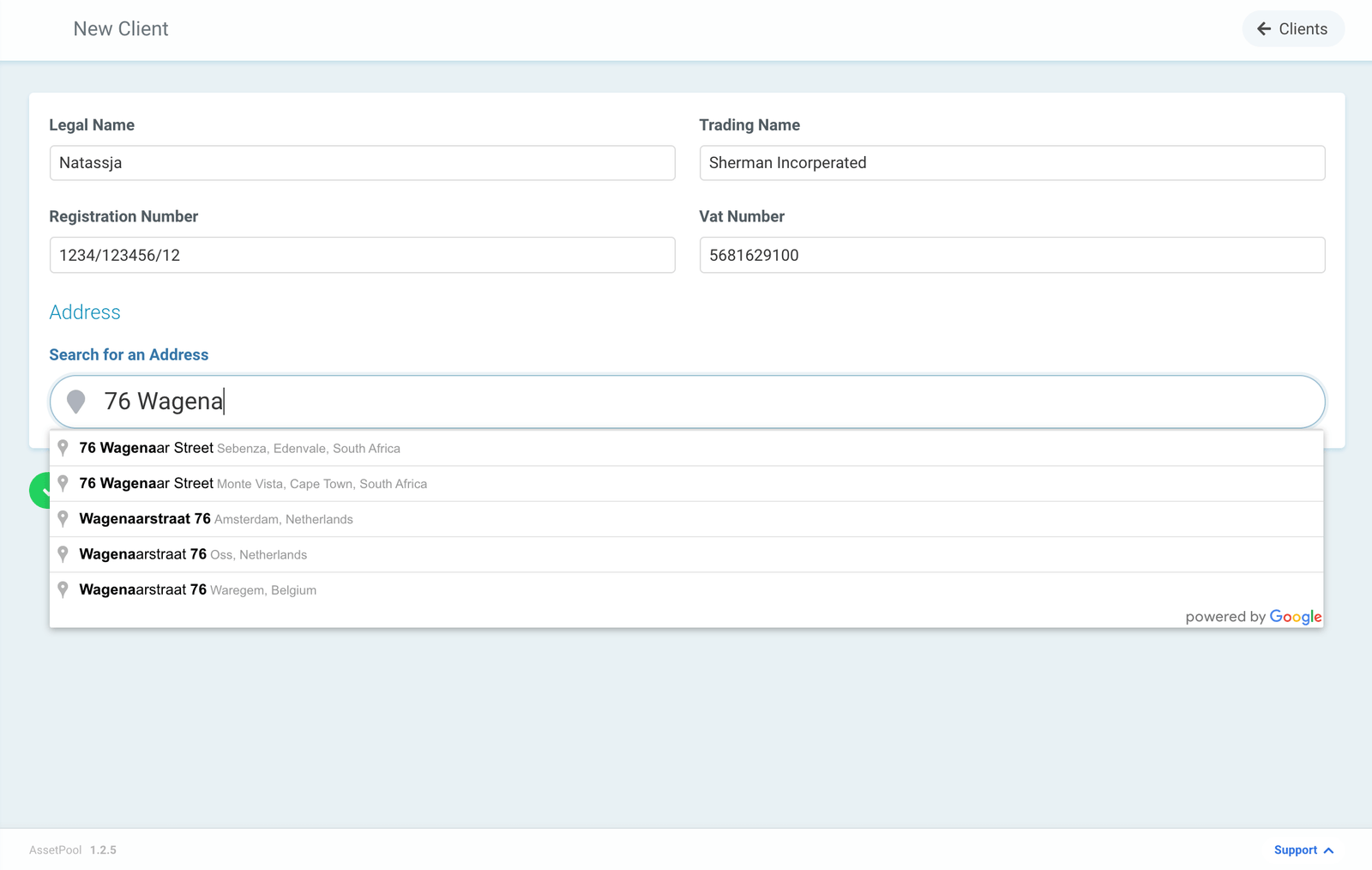 Assetpool Client Address