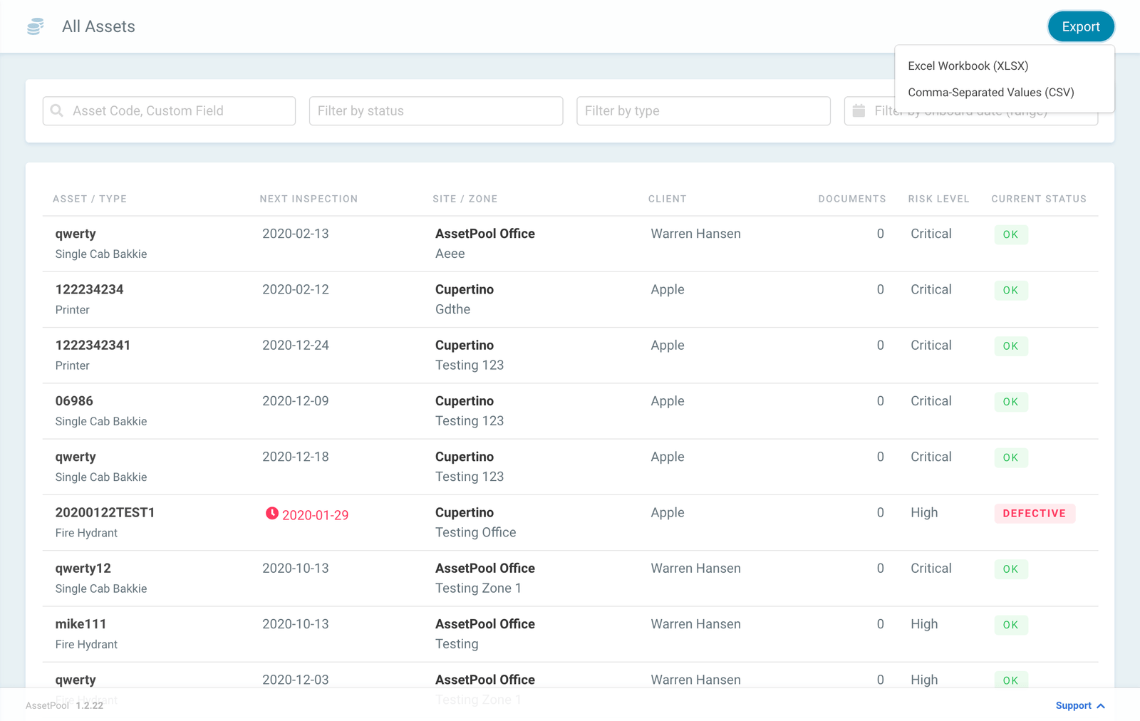Assetpool Export Assets