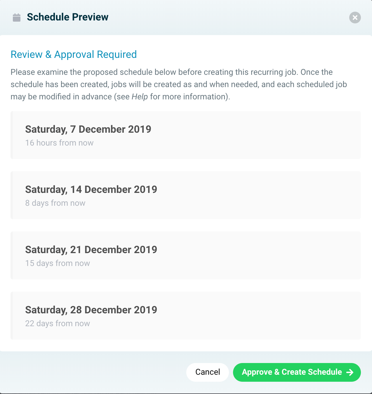 Assetpool Recurring Job Schedule