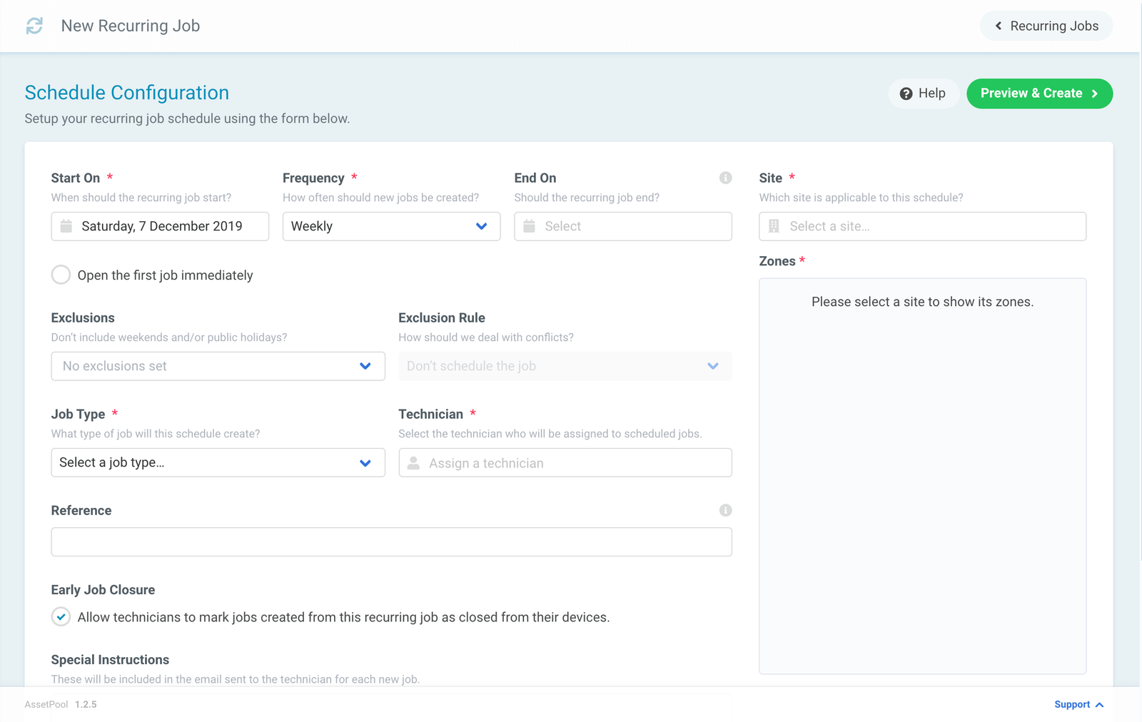 Assetpool Recurring Job Deatils