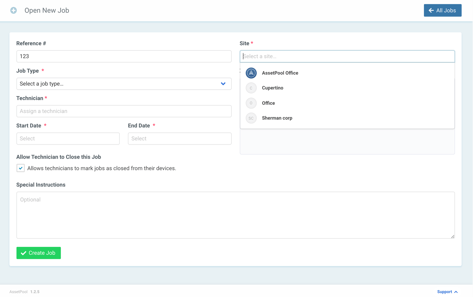 Assetpool Single Job Details